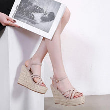 Petite Suede Leather Platform High Wedge Heel Sandals MS385