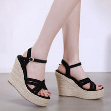 Petite Suede Leather Platform High Wedge Heel Sandals MS385