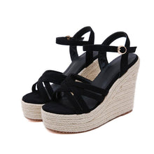 Petite Suede Leather Platform High Wedge Heel Sandals MS385
