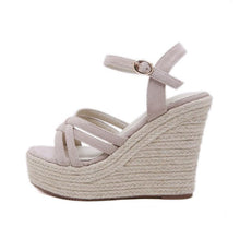 Petite Suede Leather Platform High Wedge Heel Sandals MS385