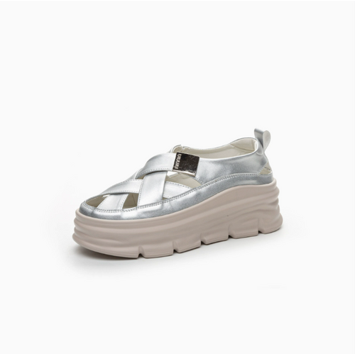 Petite Thicksole Strap Leather Casual Shoes TS395