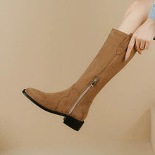 Petite Under Knee Block Low Heel Boots FS119