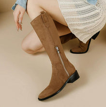 Petite Under Knee Block Low Heel Boots FS119
