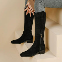 Petite Under Knee Block Low Heel Boots FS119