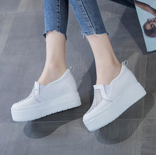 Petite White Leather Lace Mesh Rhinestone Casual Shoes MS62
