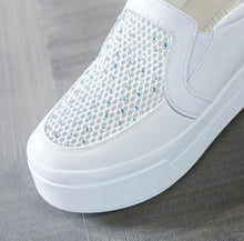 Petite White Leather Lace Mesh Rhinestone Casual Shoes MS62