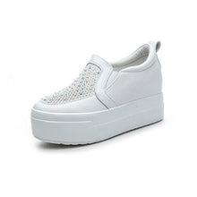Petite White Leather Lace Mesh Rhinestone Casual Shoes MS62