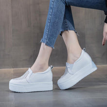 Petite White Leather Lace Mesh Rhinestone Casual Shoes MS62
