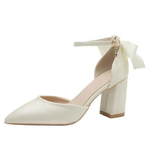 Petite Beige Satin Shoes With Back Bow Tie SS2612