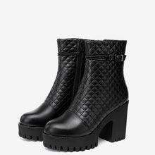 Platform Chunky Heel Boots With Toe Cap For Small Feet MS209