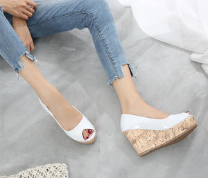 Platform Wedge Heel Peep Shoes For Small Feet Women ES102