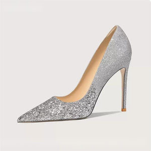 Pointed Glitter Heel Dress Shoes For Petite Feet MS356