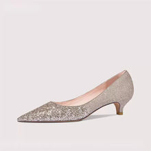 Pointed Glitter Heel Dress Shoes For Petite Feet MS356