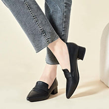 Pointy Block Heel Loafers For Small Feet ES161