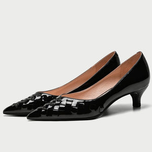 Patent Leather Low Heels For Small Feet Women ANLE20