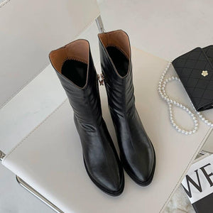 Pointy Side Zipper Short Boots For Petite Feet Women GS271