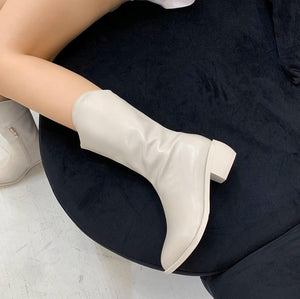 Pointy Side Zipper Short Boots For Petite Feet Women GS271