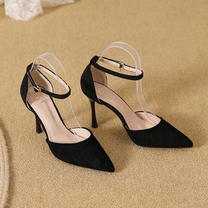 Size 1 Pointy Suede Ankle Strap Heels For Small Feet MS238