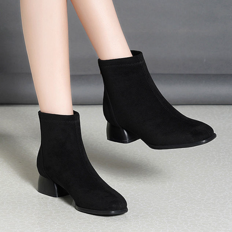 Low Boot Reference Small Feet Back Zipper Low Heel Short Boots TS221 - AstarShoes