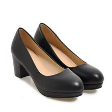 Small Feet Block Chunky Round Toe Heels FS353