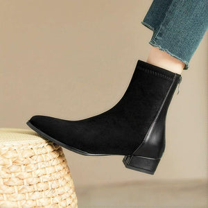 Small Feet Block Heel Suede Short Boots FS168