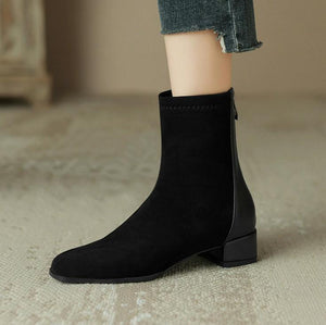 Small Feet Block Heel Suede Short Boots FS168