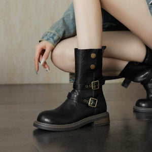 Small Feet Block Heel Western Short Boots FS306