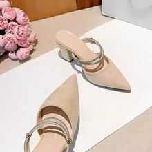 Small Feet Chunky Heel Rhinestone Strap Slip On Sandals TS425