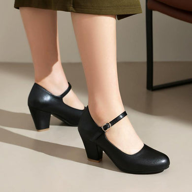 Small Feet Chunky Heel Round Toe Shoes FS289