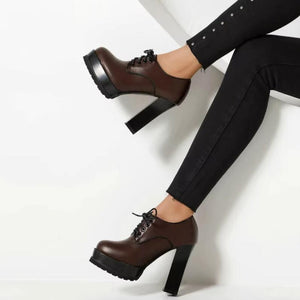 Women's Small Feet Chunky High Heel Booties TS58