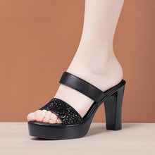 Small Feet Chunky High Heel Slip On Sandals MS357