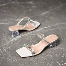 Small Feet Clear Heel Rhinestone Strap Sandals MS539