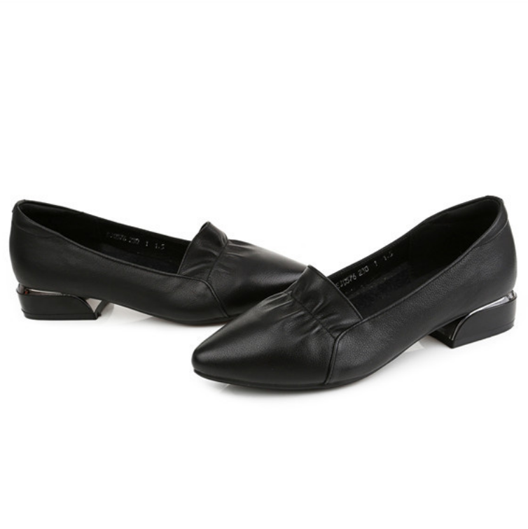 Small Feet Closed Block Low Heel Leather Shoes MS588 US4.5(Eu35)=UK2.5(225mm) / Black Small Feet Closed Block Low Heel Leather Shoes MS588 US4.5(Eu35)=UK2.5(225mm) / Black