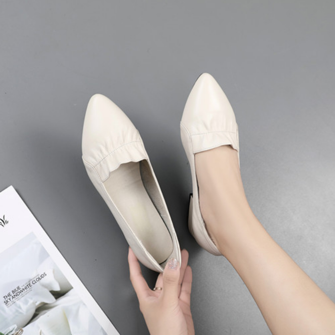 Small Feet Closed Block Low Heel Leather Shoes MS588 AstarShoes