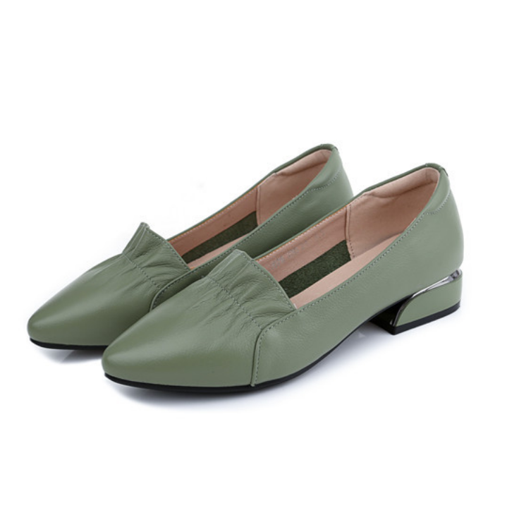 Small Feet Closed Block Low Heel Leather Shoes MS588