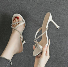 Small Feet Cross Rhinestone Strap Heeled Sandals SS2627