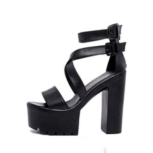 Small Feet Cross Strap Chunky High Heel Platform Shoes MS229