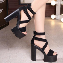 Small Feet Cross Strap Chunky High Heel Platform Shoes MS229