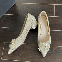 Small Feet Glitter Block Flat Heel Shoes FS325