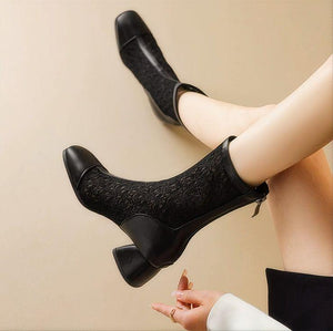 Small Feet Lace Mesh Chunky Short Boots MS167