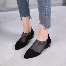 Small Feet Lace Mesh Low Heel Leather Shoes FS15