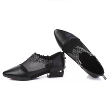 Small Feet Lace Mesh Low Heel Leather Shoes FS15