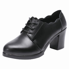 Small Feet Lace Up Chunky Heel Work Shoes BS382