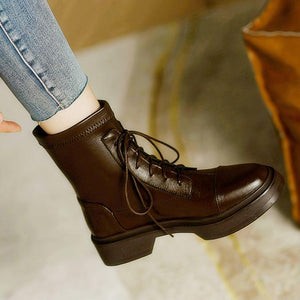 Small Feet Lace Up Flat Heel Boots MS162