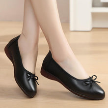 Small Feet Leather Wedge Shoes With Bow Tie TS65