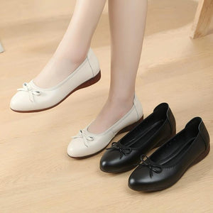 Small Feet Leather Wedge Shoes With Bow Tie TS65