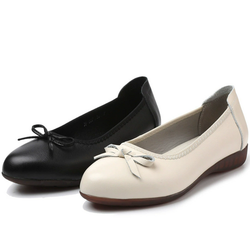 Small Feet Leather Wedge Shoes With Bow Tie TS65