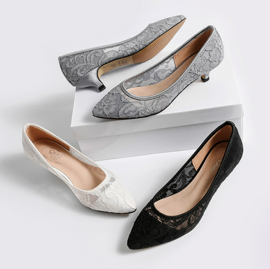 Small Feet Mid Low Heel Lace Mesh Shoes FS29