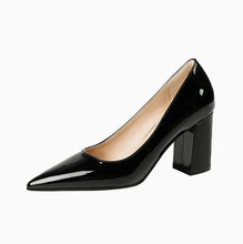Small Feet Pointed Chunky Patent Heels AW2636