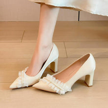 Small Feet Pointy Beig Satin Heels SS2759